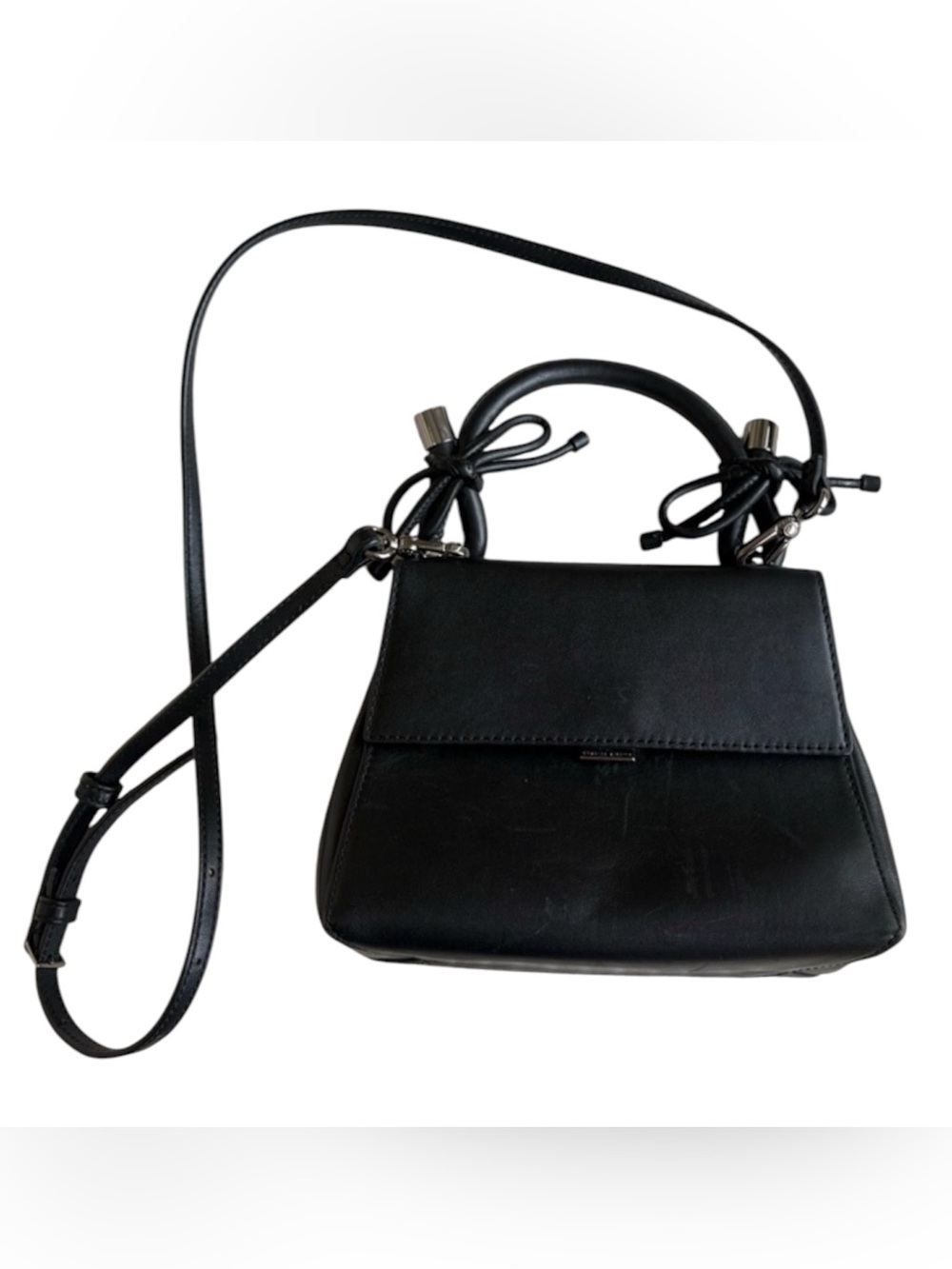 Charles & Keith black leather mini bag with bow strap details neutral everyday